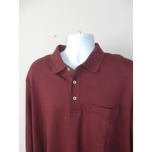 Man's Shirt by "Lands' End" XL 46-48 Burgundy 3 button neck Long Sleeve, pocket
